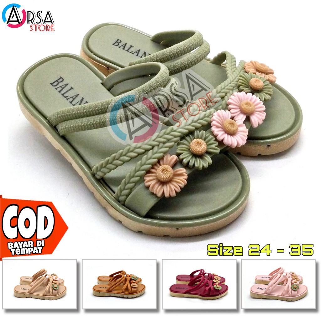 Sandal Jelly Anak Perempuan / Sendal Karet Tali Bunga / Sandal Anak Terbaru Usia 2 3 4 5 6 7 8 Tahun