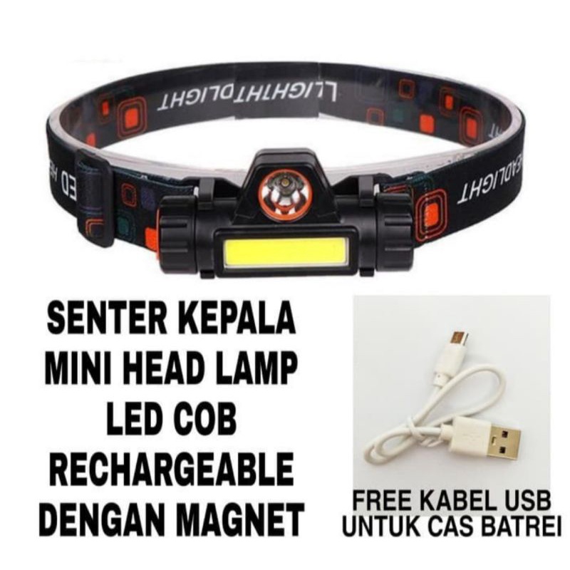Senter Kepala LED Cas XPE Terang Murah Head Lamp COB 101 High Power Model Mitsuyama