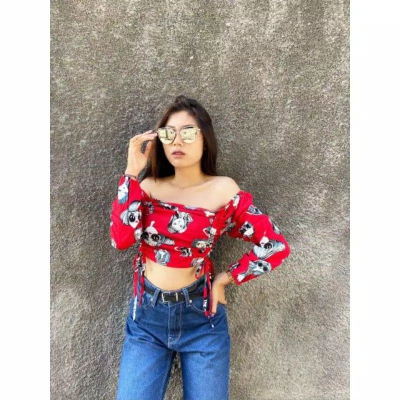 Crop top wanita koronia motif boneka