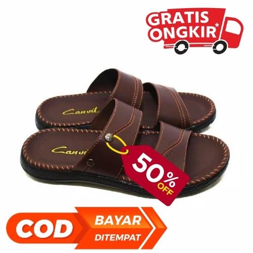 Sandal Pria Dewasa Slop Casual Kekinian Sendal Slide Anak Remaja Laki-laki Klasik Sandal Carvil Kuli