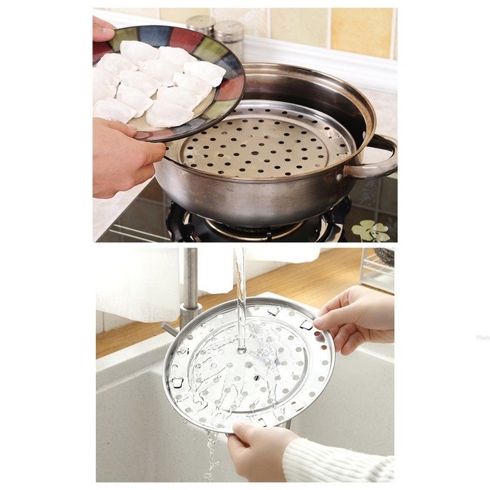 Tatakan Kukusan Alas Panci Kukus Steamer Rack Stainless 20cm Lubang Alas Kukus