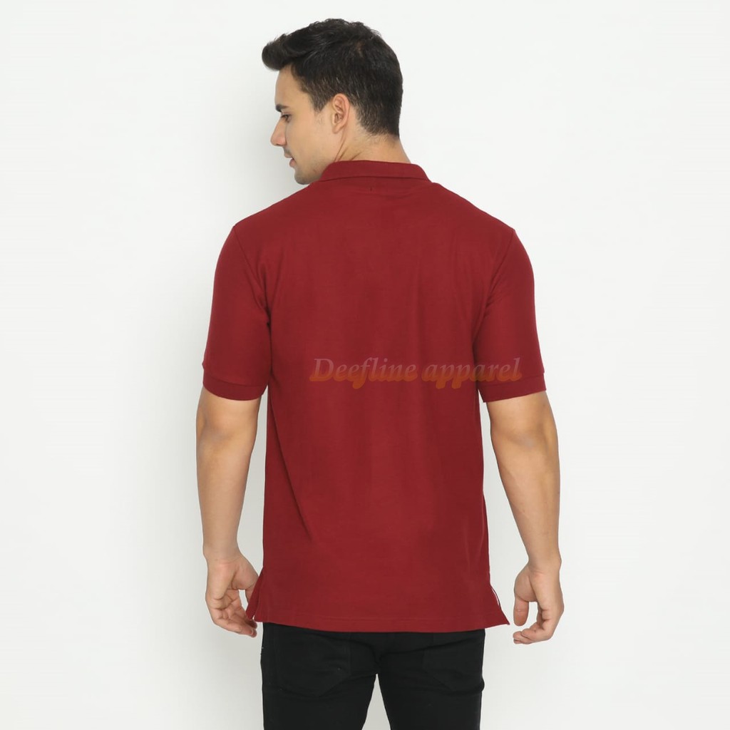 DEEFLINE Kaos kerah pria - polo shirt pria -  kaos katun maroon - kaos kerah wangki terbaru