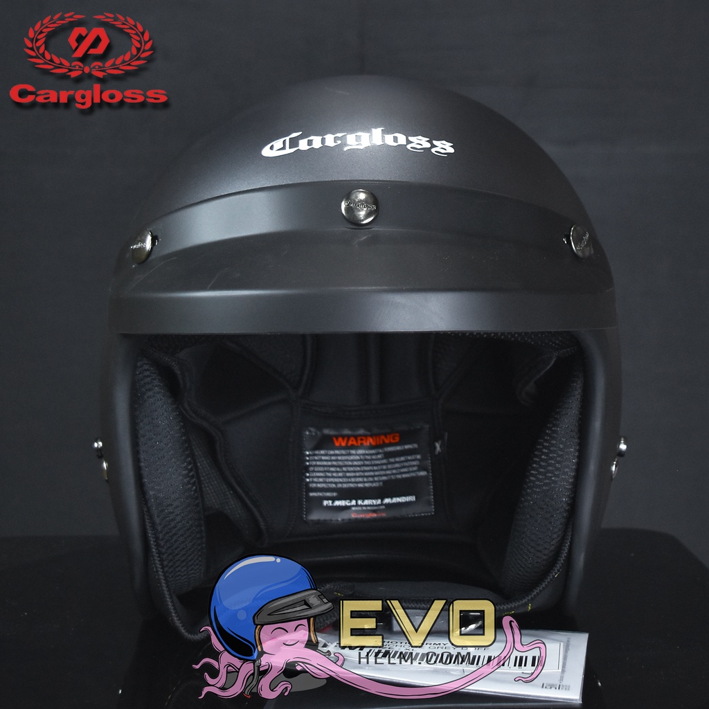 HELM CARGLOSS CFM RETRO PAKET KACA DATAR ORIGINAL, HELM HALF FACE RETRO, CARGLOSS HELMET OFFICIAL