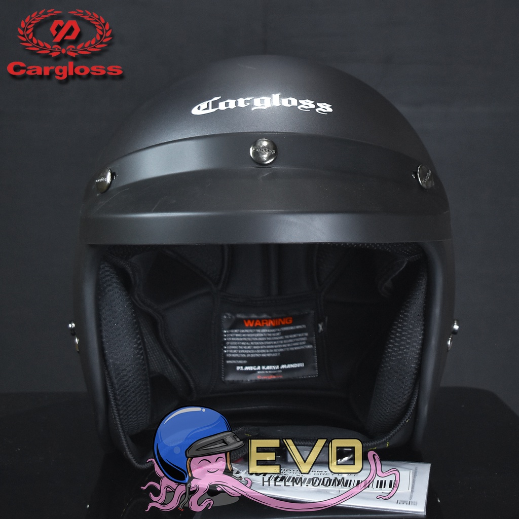 HELM CARGLOSS ORIGINAL CFM RETRO ARMY HALF FACE - ANCHORE GREY DOFF + KACA DATAR