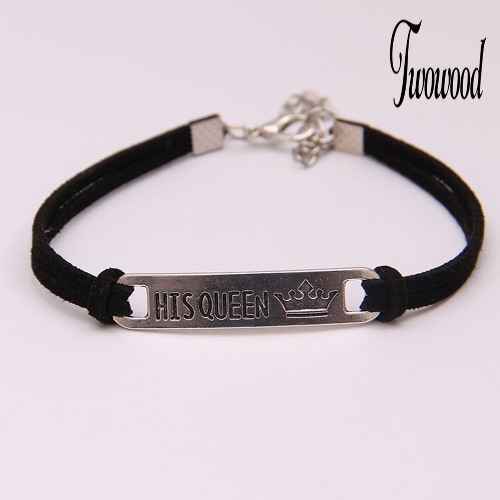 Gelang Pasangan Desain His Queen Her King Untuk Hadiah