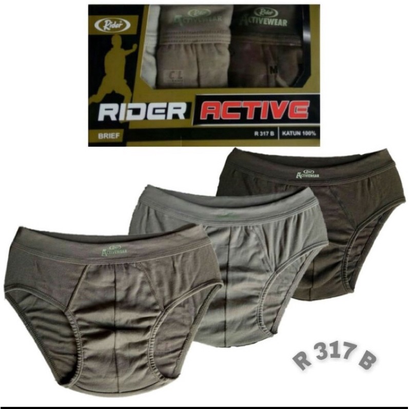 3PCS CD CELANA DALAM PRIA DEWASA SEGI TIGA RIDER ACTIVE HIJAU R 317 B