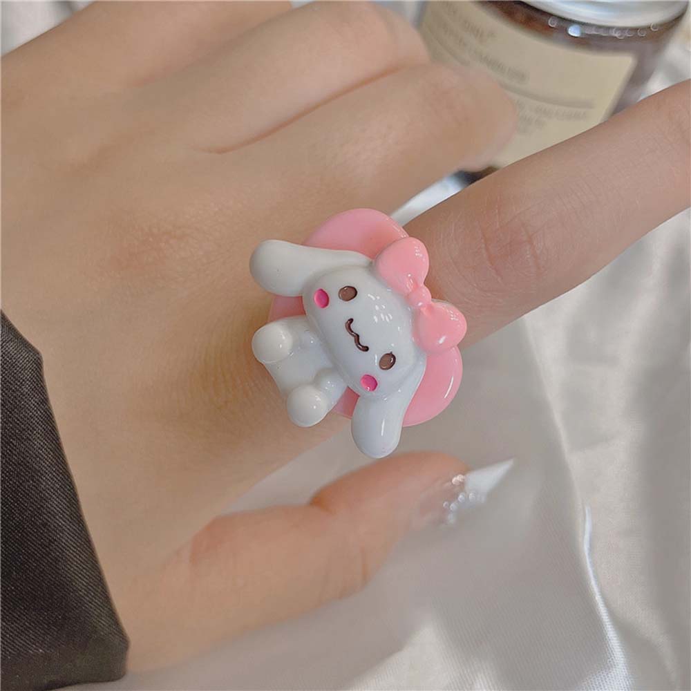 Needway  Cute Resin Rings Funny Dog Finger Ring Women Trend Korean Geometric Personality Girls Female Jewelry/Multicolor