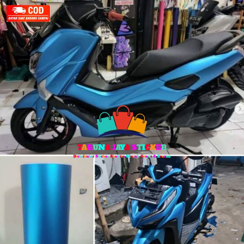 sticker skotlet metalic chrome doff biru Infinity skotlet motor metalik krom biru skotlet motor