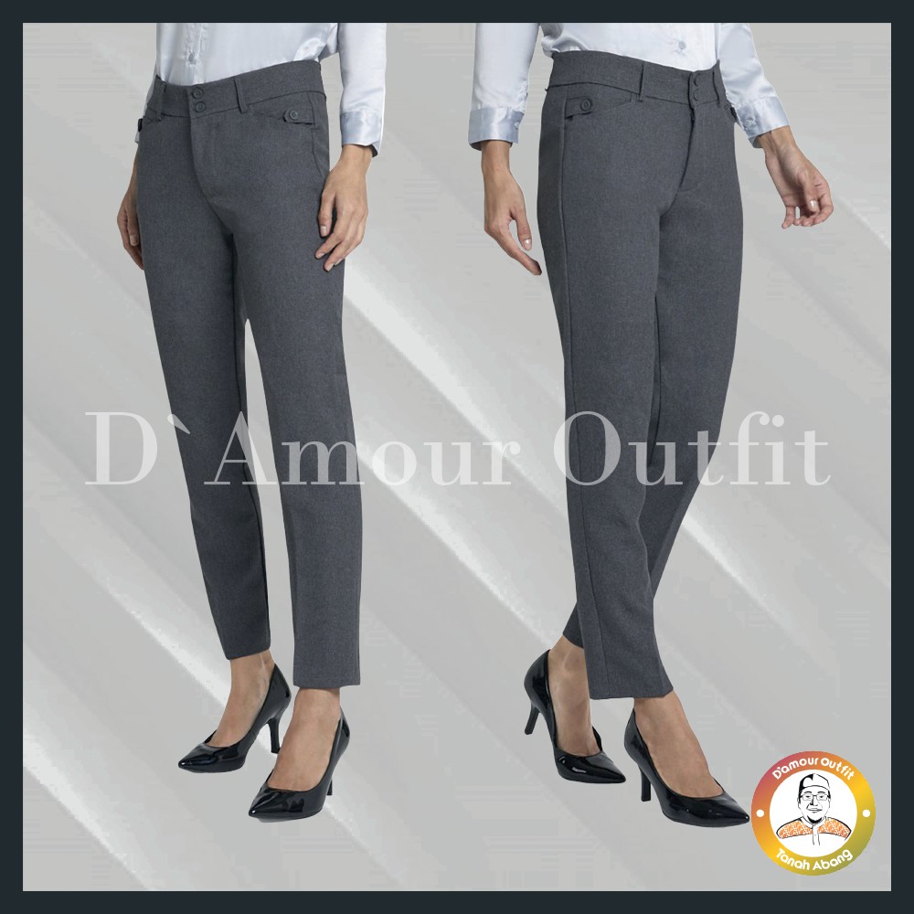 Damour outfit Celana Kerja Panjang Wanita Kantor Kuliah Sekolah Wisuda Formal Sekoder S-5L Hitam Coksu Crem Navy Putih Mocca AbuMuda CoklatTua | Shopee