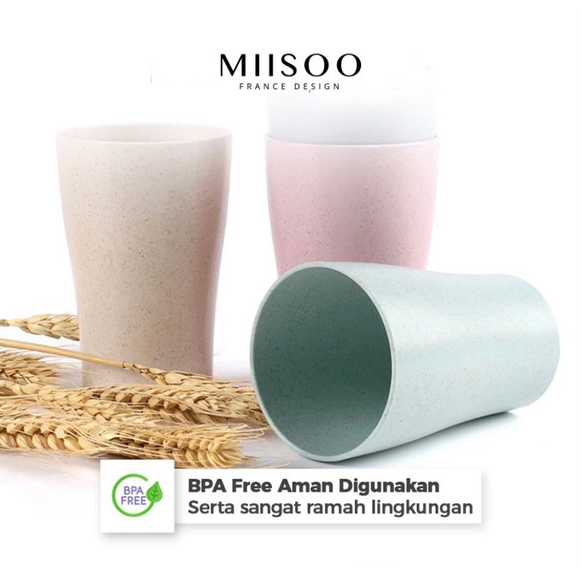 MIISOO Gelas Minum Cup Cangkir Tahan Jatuh Bahan Jerami Gandum Food Grade Melamin Anti pecah Wheat Straw Tableware Dish