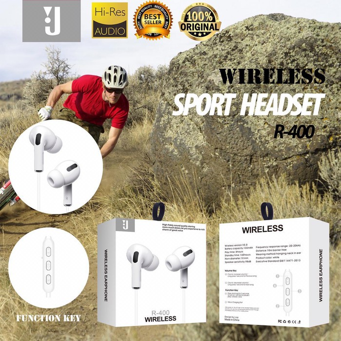 Handsfree headset Bluetooth J R-400 - WIRELLES EARPHONE Termurah