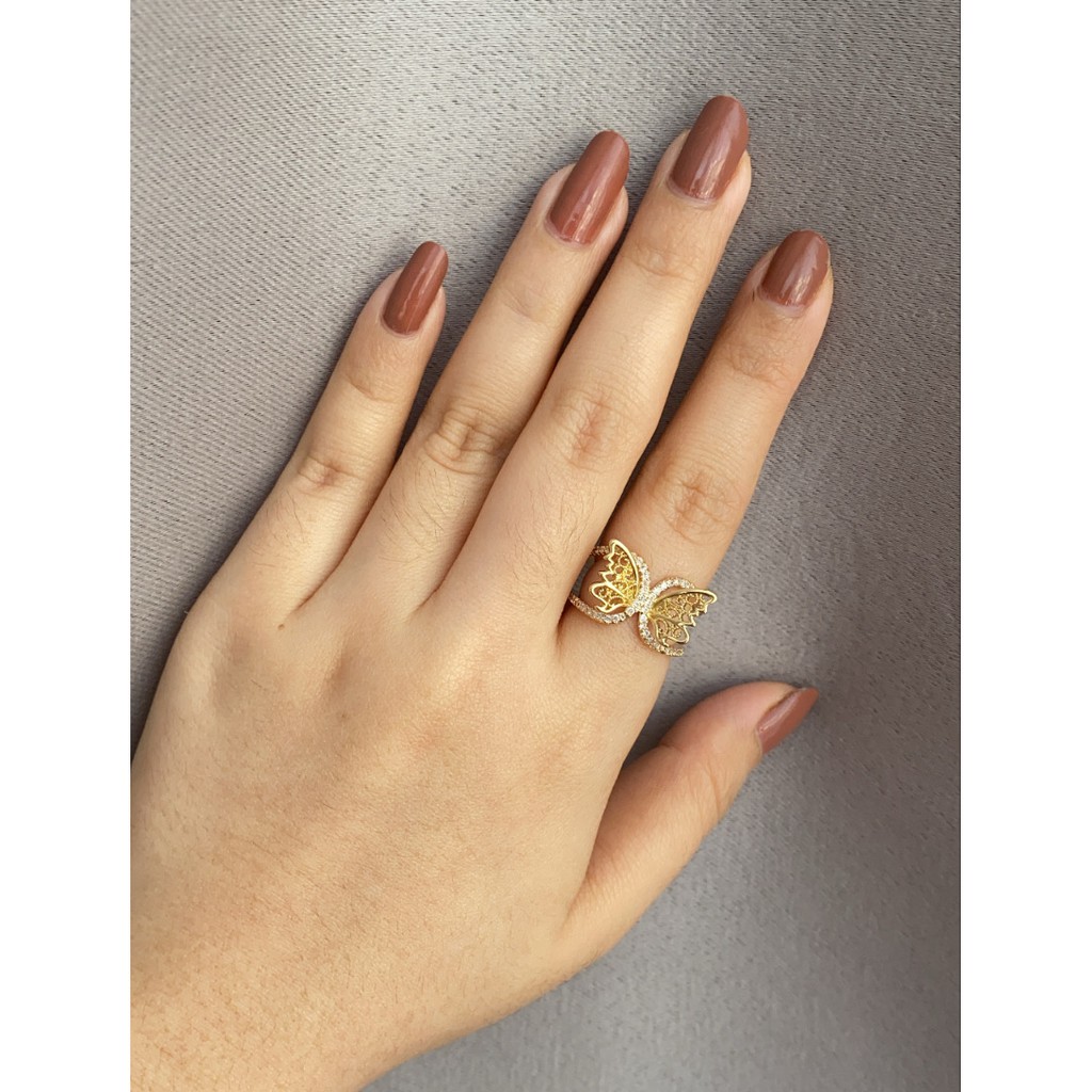 Cincin Korea Gold Plated Sangat cakep elegan CA011 Free Size Open Ring Butterfly Kupu kupu