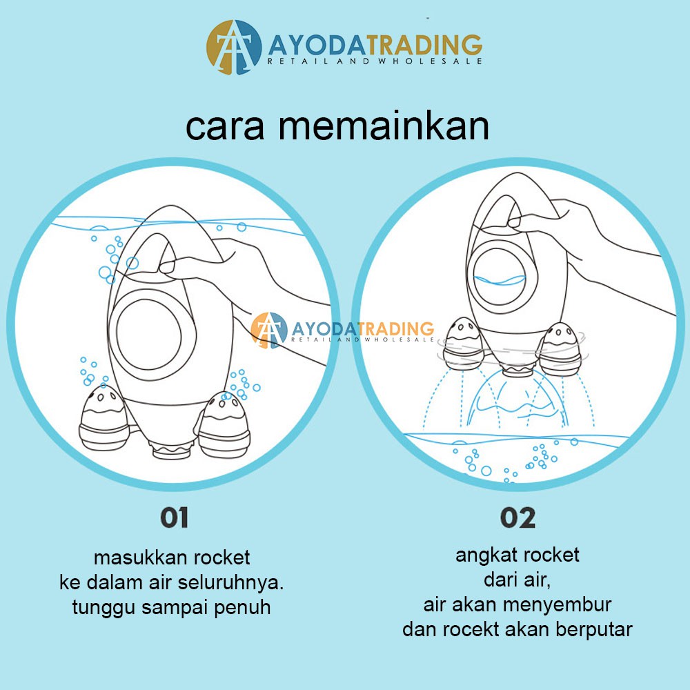 Baby Rocket Spray Water Toy Mainan Kamar Mandi Kolam Renang Bayi