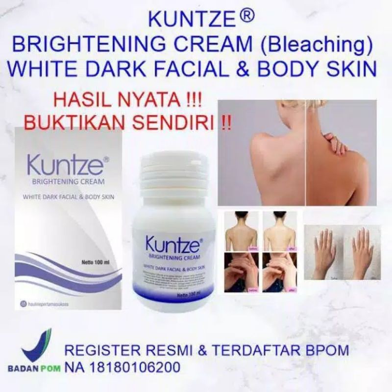 PEMUTIH BADAN KUNTZE BRIGHTENING CREAM WHITE FACIAL N BODY SKIN BRIGHTENING CREAM