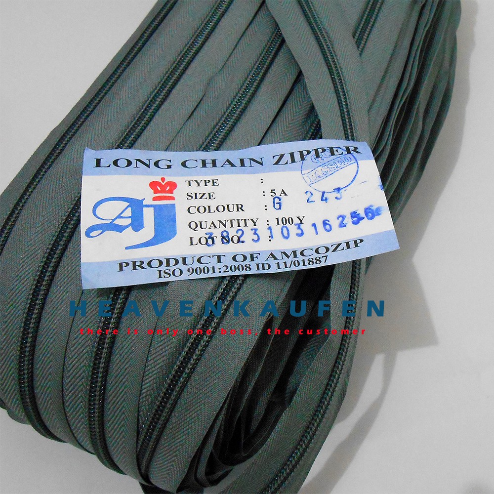 Resleting / Zipper Warna Abu-Abu AJ Amco No 5 Meteran