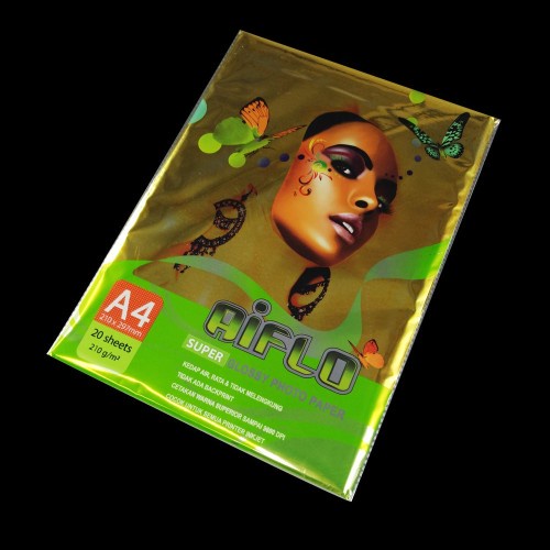 

Kertas Foto Aiflo SUPER GLOSSY A4 210 Gsm 20 Sheets Photo Paper