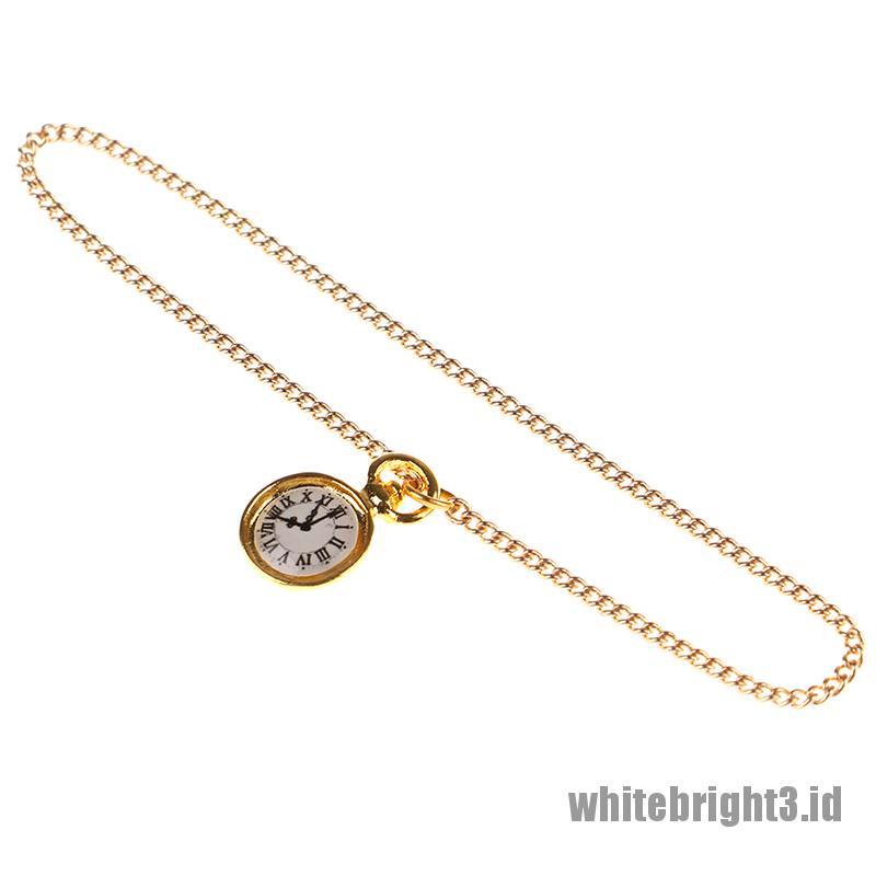 (white3) 1pc Jam Saku / Kalung Mini Skala 1: 6 Untuk Boneka Militer
