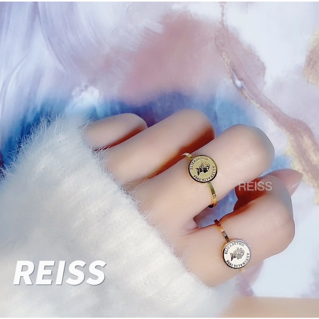 Cincin Set Titanium Wanita Anti Karat Fashion Korea Koin Bulat N30092100