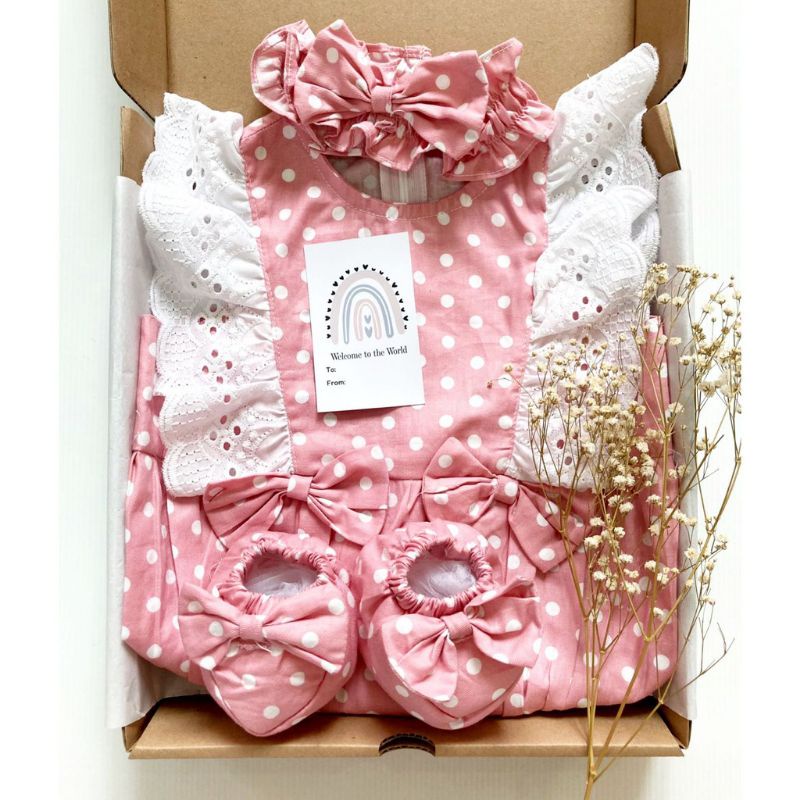 hampers baju bayi perempuan kado baju bayi perempuan paket hadiah kado bayi-Romper POLKA