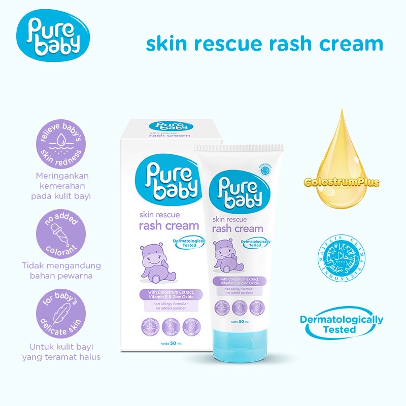 PURE BABY PUREBABY SKIN RESCUE RASH CREAM 50ML KRIM ANTI RUAM BAYI