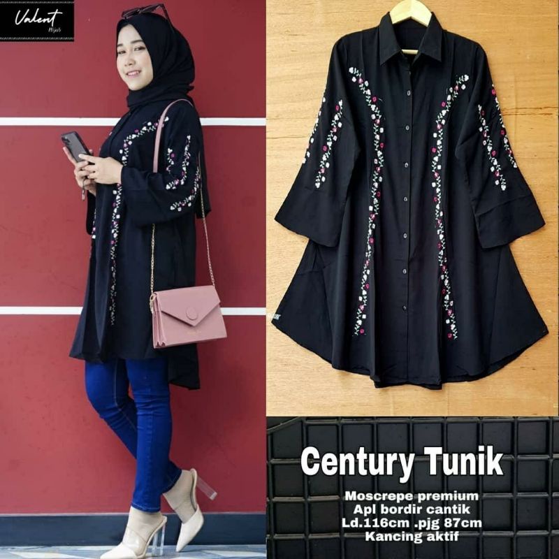 Century Tunik, TUNIK WANITA MUSLIM JUMBO CANTIK FIT XXL/XXXL LD 116/120 BAHAN MOSCREPE PREMIUM TERMURAH OOTD RAMADAN