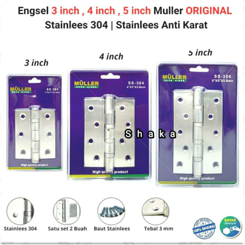 Engsel pintu jendela muller 4inch stainless engsel pintu rumah stainless