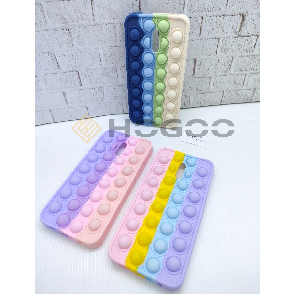 HOGOO CASE POP IT SILICONE OPPO RENO 6,4  - CASE PENGHILANG STRESS PUSH IT BUBBLE CASE RAINBOW
