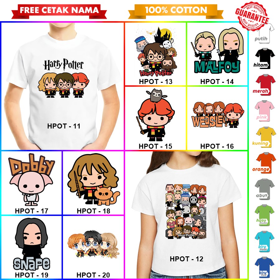 [FREE NAMA!!] Baju Kaos ANAK DAN DEWASA HARRY POTTER BANYAK MOTIF