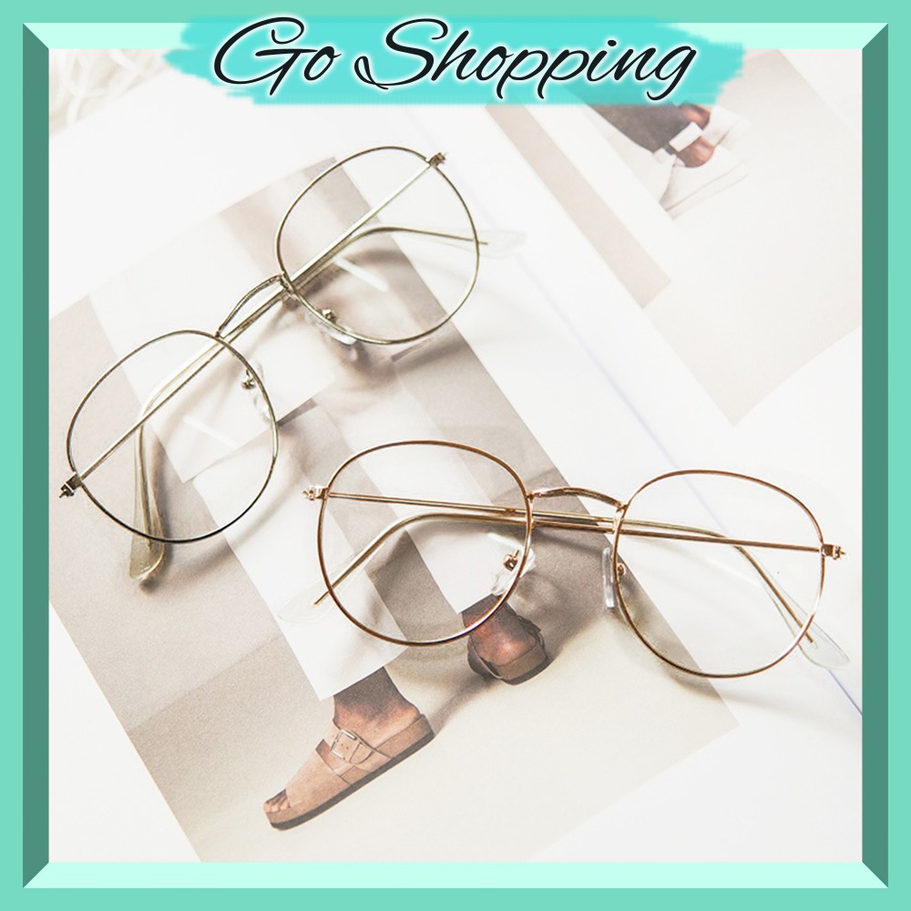 GO! 096 KACAMATA FASHION UNISEX KACA MATA BULAT PRIA WANITA FRAME LOGAM GAYA KOREA COD