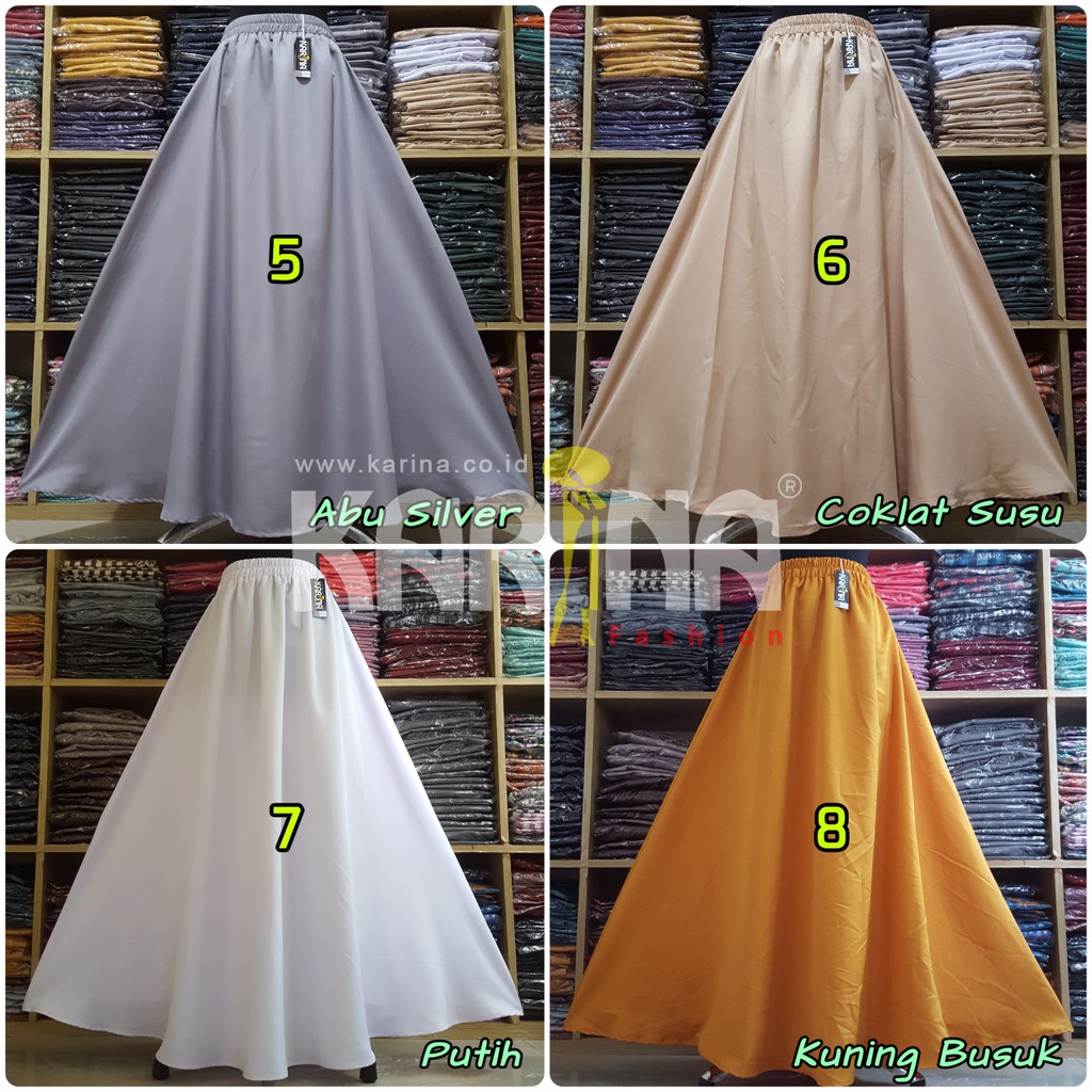 Rok Polos Panjang Baloteli Balotelli Skirt Lebar Wanita Full Karet (Produsen Rok Wolfis Amunzen)