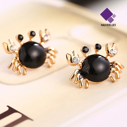 Anting Stud Desain Kepiting Laut Bahan Alloy Warna Emas Untuk Wanita