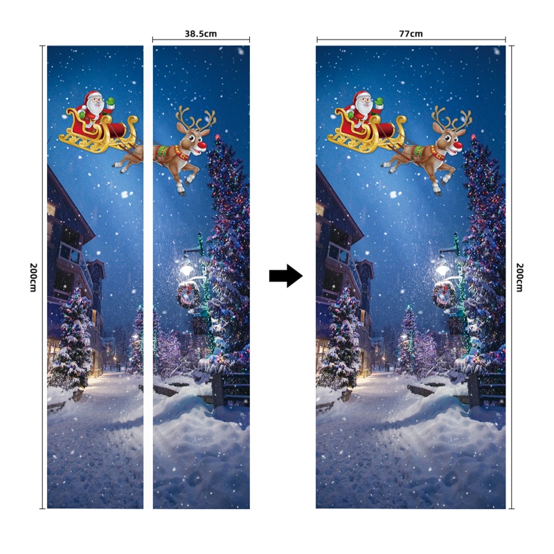 Zzz 2pcs / set Stiker Dinding / Pintu / Kulkas Motif Santa Claus Natal Untuk Dekorasi Rumah