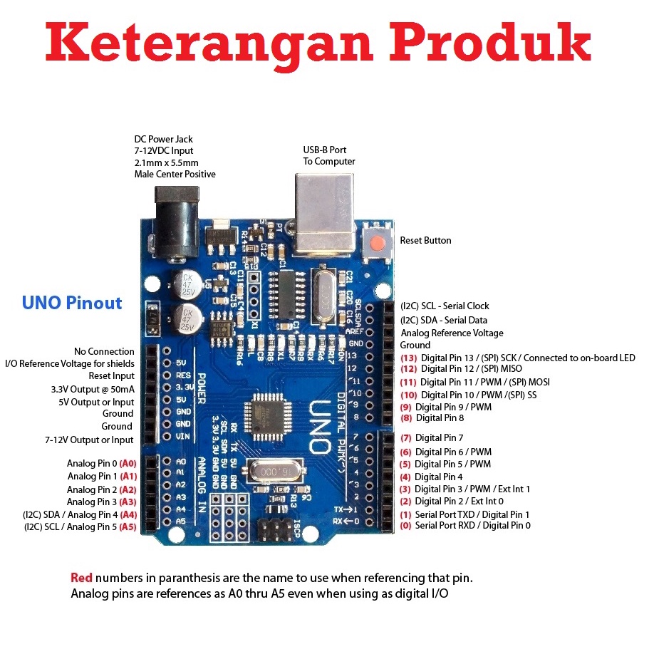 [HAEBOT] Arduinoo Uno R3 SMD Board Ch340G atmega328p + kabel USB 30cm 40 pin Header Male Mikrokontroler Papan Robot Pengendali Mikro AVR USB Program