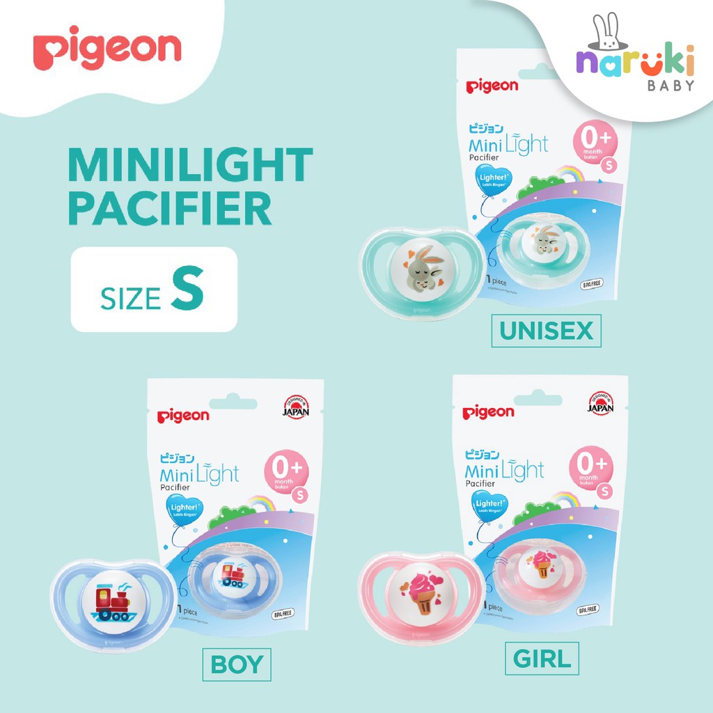 Pigeon Minilight Pacifier Boy Girl Unisex Empeng Bayi Size S M L utk 0M -12M+