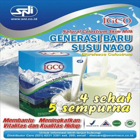 

Susu igco = susu naco.Dengan manfaat & nutrisi lebih oke.termurah & asli