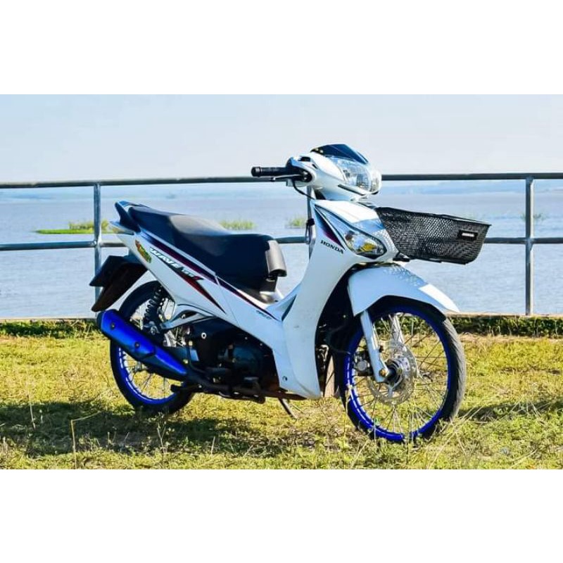 striping wave 125i Supra x 125 helm in putih