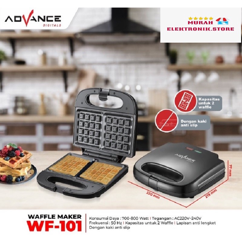 READY STOCK ADVANCE WAFFLE MAKER PEMANGGANG ROTI WAFFLE 2 LAPIS WF-101 | Garansi 1 Tahun