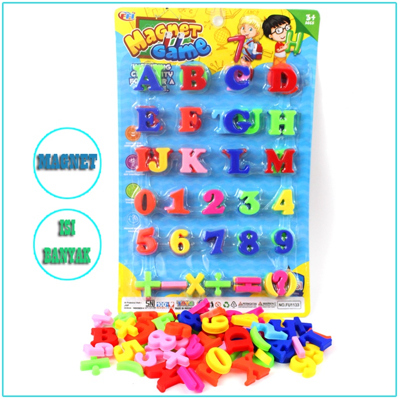 MAINANKEI MAINAN ANAK MURAH MAGNET GAME FU1133 PUZZLE ABJAD DAN ANGKA ISI BANYAK MAINAN EDUKASI ANAK