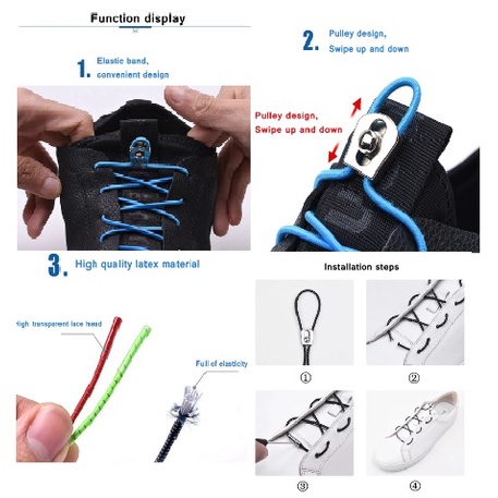 New Elastic Shoelaces tali sepatu elastis lock laces CTG 018