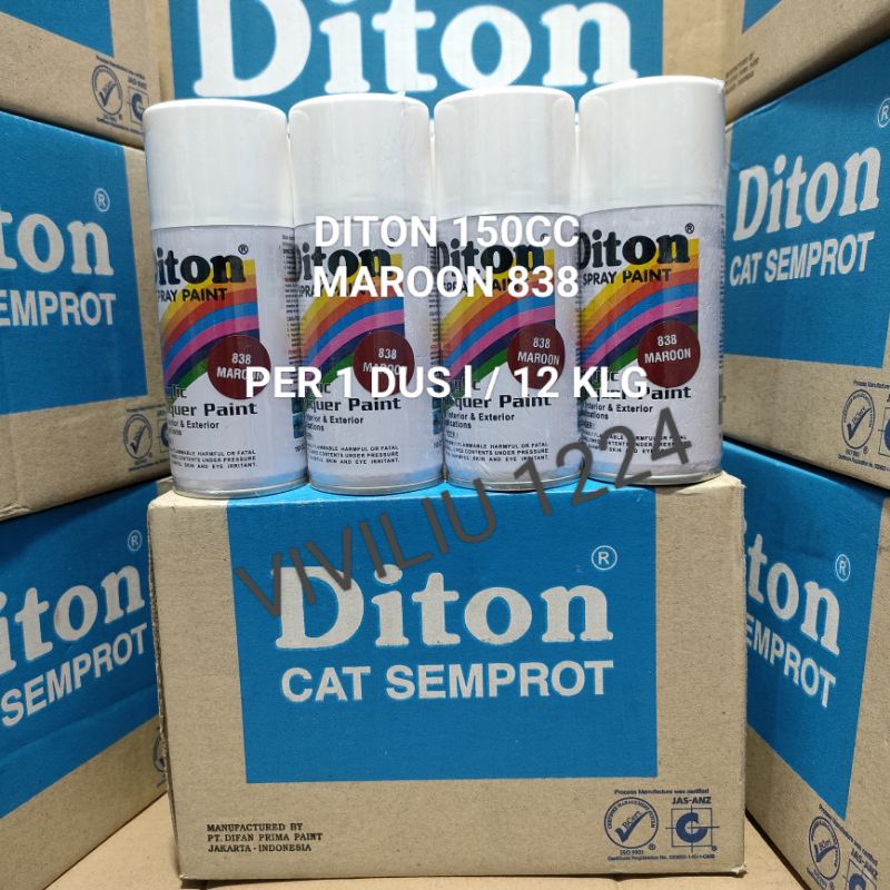 Pilok Cat Diton Maroon 838 Per 1 Dus / 12 Klg Merah Ati 150cc Harga Per 1 Dus (12) Cat Semprot Diton 150cc Pilok Diton Pilox Diton Cat Diton 150cc