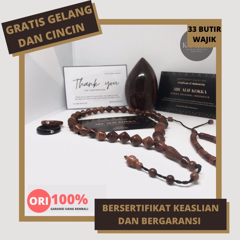 TASBIH 33 BUTIR KOKKA WAJIK MOTIF TASBIH KAUKAH ASLI TASBIH KOKKA / TASBIH 33