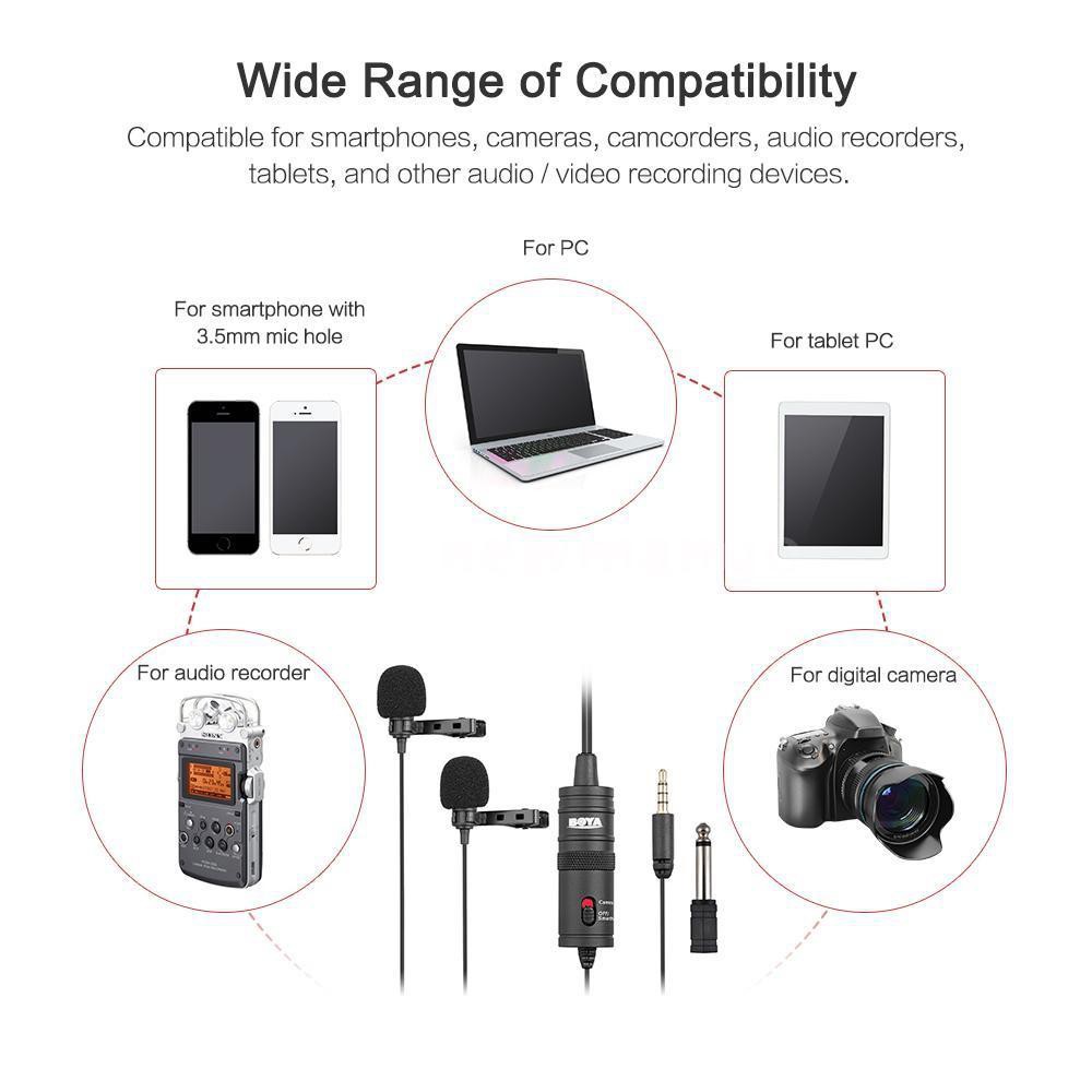 BOYA BY-M1DM Dual Lavalier Universal Microphone for Smartphone &amp; Camera