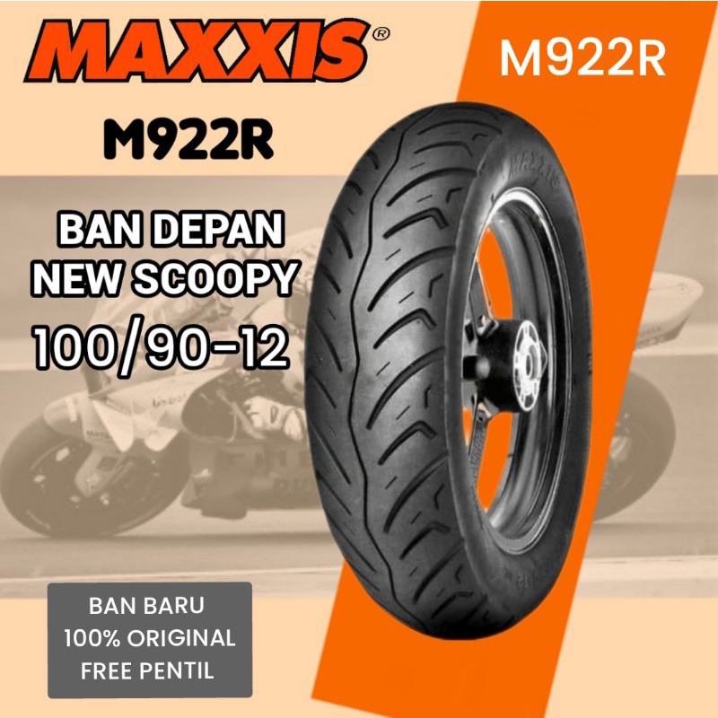 BAN TUBLES MATIC NEW SCOOPY MAXXIS M922F 100/90 RING 12 ,BAN BARU, 100% ORIGINAL, FREE PENTIL,