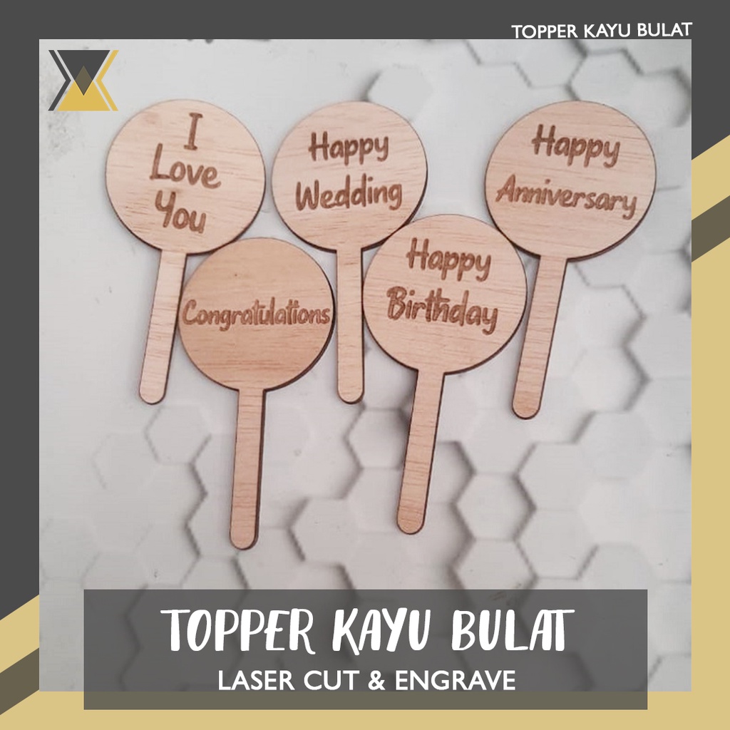 

Cake Topper Bulat Bahan Kayu