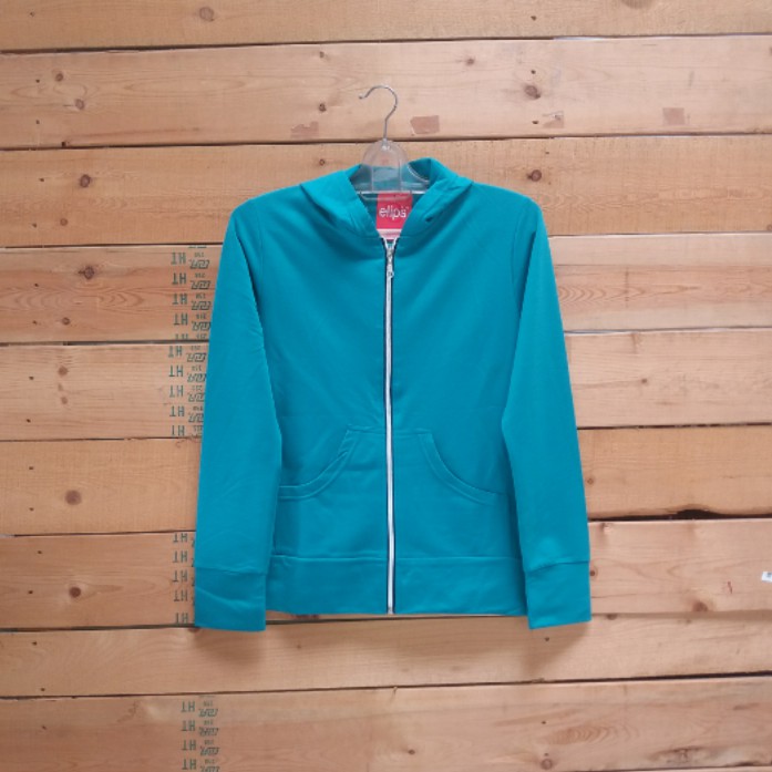 Jaket Zipper Polos Cewek Unisex Cowok Biru Tosca
