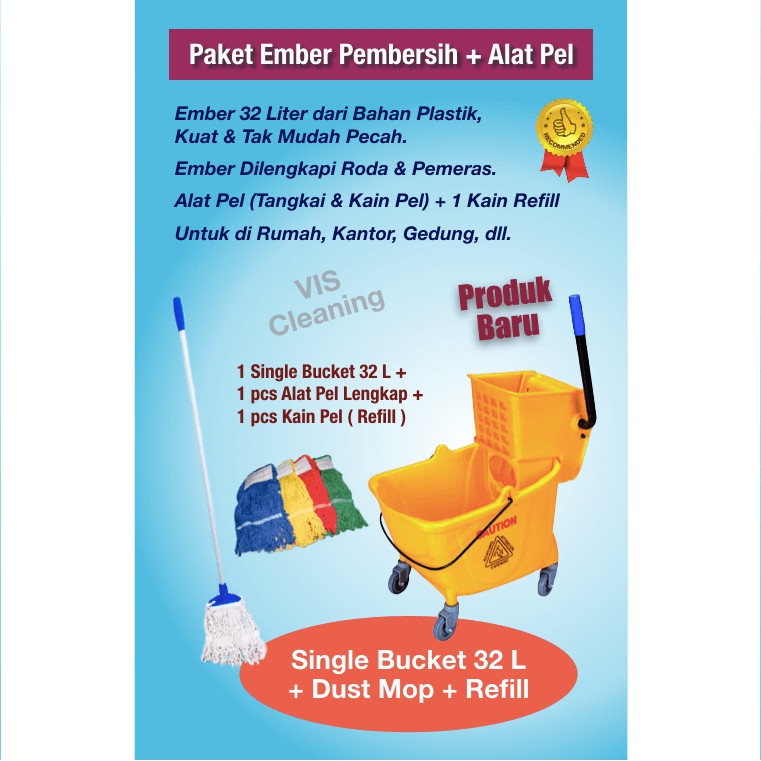 Paket Single Bucket 32 L + Alat Pel Lengkap + Kain Refill