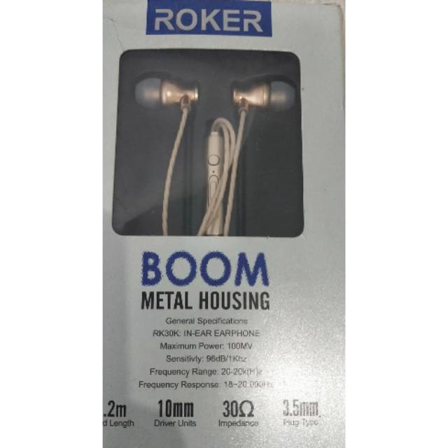 HandsFree ROKER BOOM Metal Housing RK30K Stylish Sound Headset 3.5mm