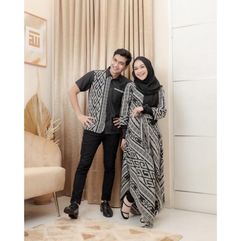 COUPLE RIA RICIS TENUN TORAJA ABU - BAJU TENUN COUPLE - BAJU KONDANGAN