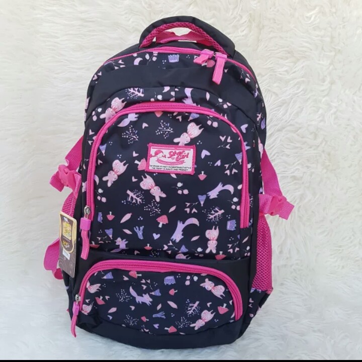 silver gilr tas ransel laptop anak tas sekolah anak tas alto original - free rain cover