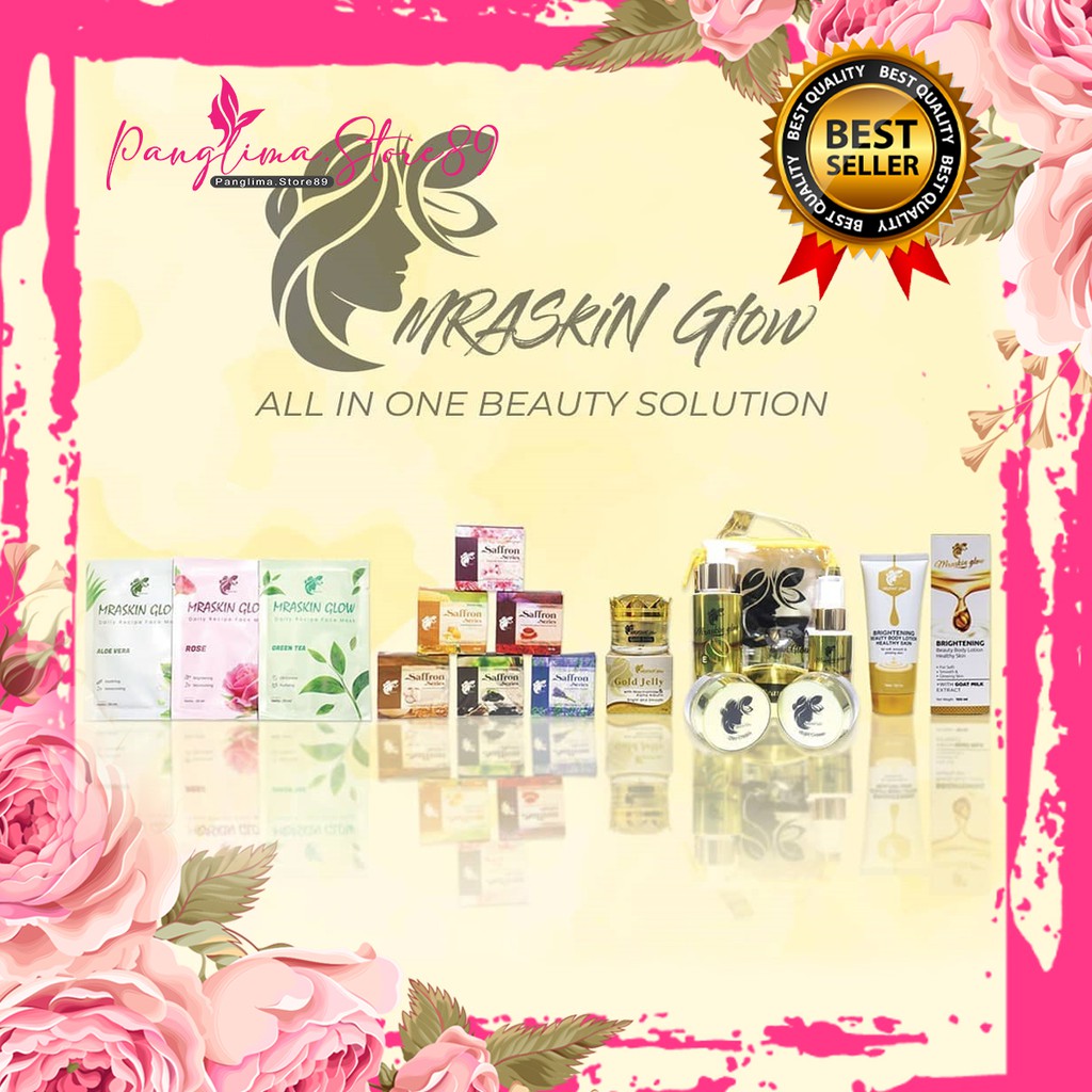 ❤️P5❤️MRASKIN GLOW WHITENING SERIES/PAKET PENCERAH WAJAH/CREAM PEMUTIH AMAN/PAKET PEMUTIH BPOM/PAKET